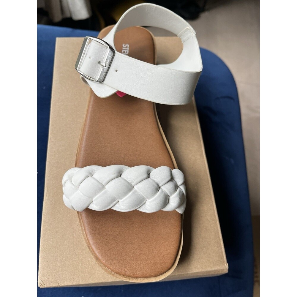 New Steve Madden Big Youth Girls White Sandals Sz 4